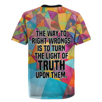 Ida B. Wells Rugby Jersey with Colorful Patchwork Pattern Design Confident Portrait Civil Rights and Journalism Tribute - Wonder Print Shop