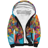 Ida B. Wells Sherpa Hoodie with Colorful Patchwork Pattern Design Confident Portrait Civil Rights and Journalism Tribute - Wonder Print Shop