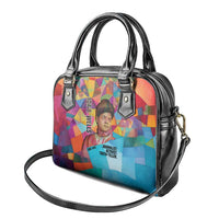 Ida B. Wells Shoulder Handbag with Colorful Patchwork Pattern Design Confident Portrait Civil Rights and Journalism Tribute - Wonder Print Shop