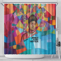 Ida B. Wells Shower Curtain with Colorful Patchwork Pattern Design Confident Portrait Civil Rights and Journalism Tribute - Wonder Print Shop