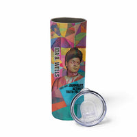 Ida B. Wells Skinny Tumbler with Colorful Patchwork Pattern Design Confident Portrait Civil Rights and Journalism Tribute - Wonder Print Shop