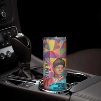 Ida B. Wells Skinny Tumbler with Colorful Patchwork Pattern Design Confident Portrait Civil Rights and Journalism Tribute - Wonder Print Shop