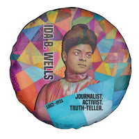 Ida B. Wells Spare Tire Cover with Colorful Patchwork Pattern Design Confident Portrait Civil Rights and Journalism Tribute - Wonder Print Shop
