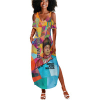 Ida B. Wells Summer Maxi Dress with Colorful Patchwork Pattern Design Confident Portrait Civil Rights and Journalism Tribute - Wonder Print Shop