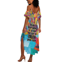 Ida B. Wells Summer Maxi Dress with Colorful Patchwork Pattern Design Confident Portrait Civil Rights and Journalism Tribute - Wonder Print Shop