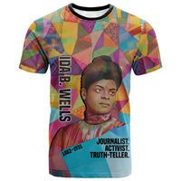 Ida B. Wells T shirt with Colorful Patchwork Pattern Design Confident Portrait Civil Rights and Journalism Tribute - Wonder Print Shop