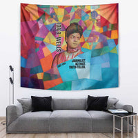 Ida B. Wells Tapestry with Colorful Patchwork Pattern Design Confident Portrait Civil Rights and Journalism Tribute - Wonder Print Shop