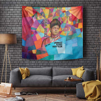 Ida B. Wells Tapestry with Colorful Patchwork Pattern Design Confident Portrait Civil Rights and Journalism Tribute - Wonder Print Shop