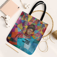 Ida B. Wells Tote Bag with Colorful Patchwork Pattern Design Confident Portrait Civil Rights and Journalism Tribute - Wonder Print Shop