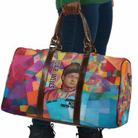 Ida B. Wells Travel Bag with Colorful Patchwork Pattern Design Confident Portrait Civil Rights and Journalism Tribute - Wonder Print Shop
