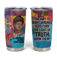 Ida B. Wells Tumbler Cup with Colorful Patchwork Pattern Design Confident Portrait Civil Rights and Journalism Tribute - Wonder Print Shop