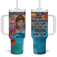 Ida B. Wells Tumbler With Handle with Colorful Patchwork Pattern Design Confident Portrait Civil Rights and Journalism Tribute - Wonder Print Shop