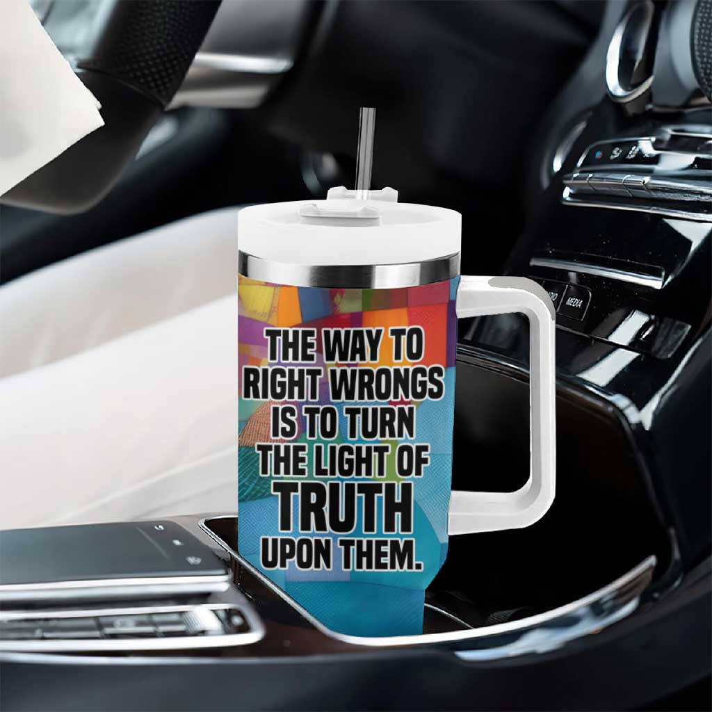 Ida B. Wells Tumbler With Handle with Colorful Patchwork Pattern Design Confident Portrait Civil Rights and Journalism Tribute - Wonder Print Shop
