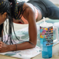 Ida B. Wells Tumbler With Handle with Colorful Patchwork Pattern Design Confident Portrait Civil Rights and Journalism Tribute - Wonder Print Shop