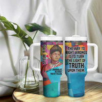 Ida B. Wells Tumbler With Handle with Colorful Patchwork Pattern Design Confident Portrait Civil Rights and Journalism Tribute - Wonder Print Shop