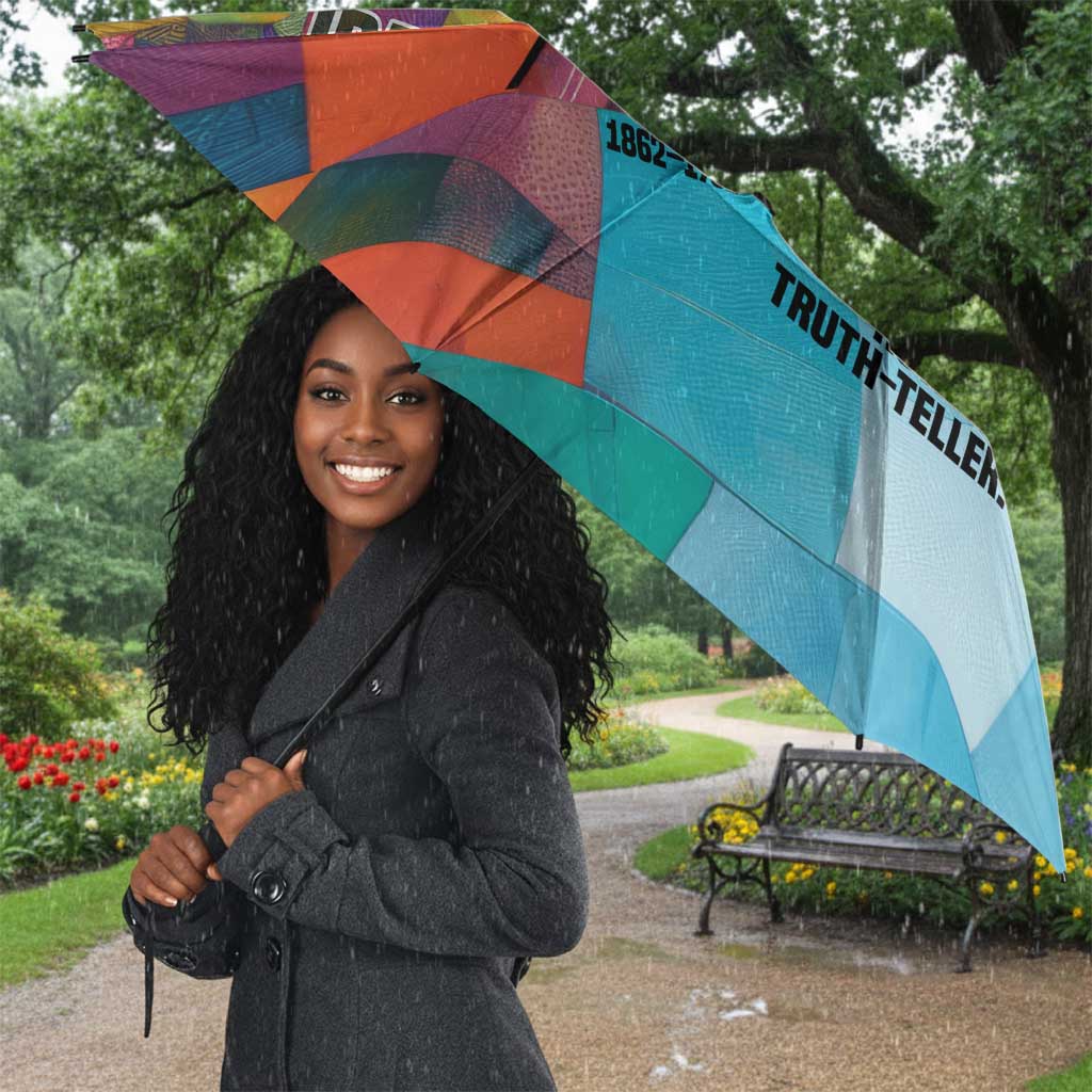 Ida B. Wells Umbrella with Colorful Patchwork Pattern Design Confident Portrait Civil Rights and Journalism Tribute - Wonder Print Shop