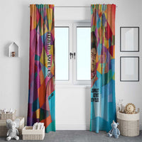 Ida B. Wells Window Curtain with Colorful Patchwork Pattern Design Confident Portrait Civil Rights and Journalism Tribute - Wonder Print Shop