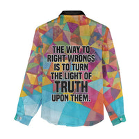 Ida B. Wells Women Casual Shirt with Colorful Patchwork Pattern Design Confident Portrait Civil Rights and Journalism Tribute - Wonder Print Shop