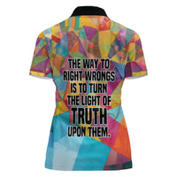 Ida B. Wells Women Polo Shirt with Colorful Patchwork Pattern Design Confident Portrait Civil Rights and Journalism Tribute - Wonder Print Shop