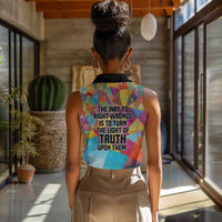 Ida B. Wells Women Sleeveless Polo Shirt with Colorful Patchwork Pattern Design Confident Portrait Civil Rights and Journalism Tribute - Wonder Print Shop