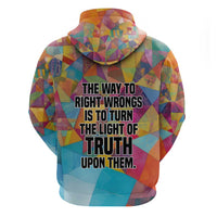 Ida B. Wells Zip Hoodie with Colorful Patchwork Pattern Design Confident Portrait Civil Rights and Journalism Tribute - Wonder Print Shop