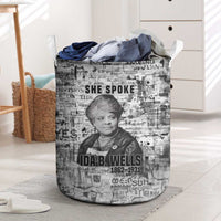 Ida B. Wells Laundry Basket with Newspaper Collage Design Powerful Portrait Civil Rights and Free Press Tribute - Wonder Print Shop