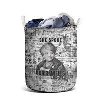 Ida B. Wells Laundry Basket with Newspaper Collage Design Powerful Portrait Civil Rights and Free Press Tribute - Wonder Print Shop