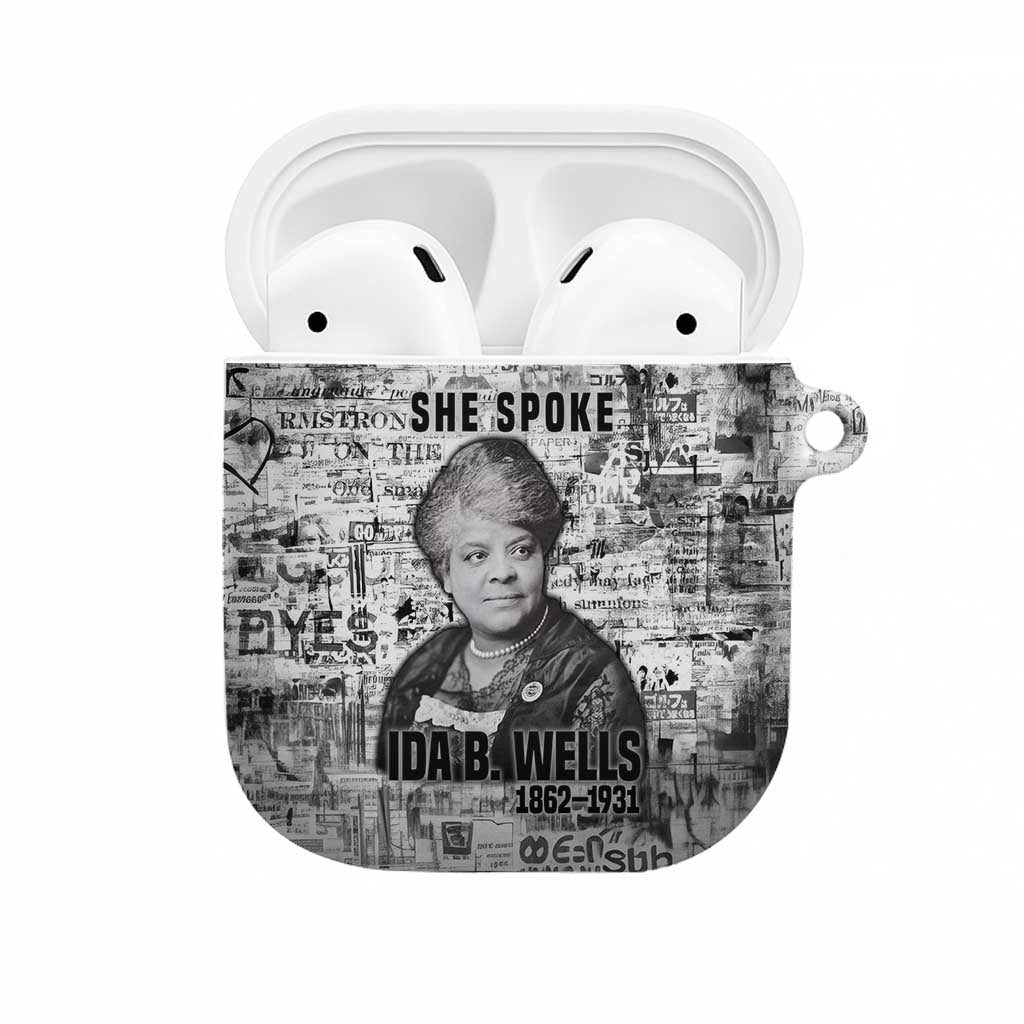 Ida B. Wells AirPods Case with Newspaper Collage Design Powerful Portrait Civil Rights and Free Press Tribute - Wonder Print Shop