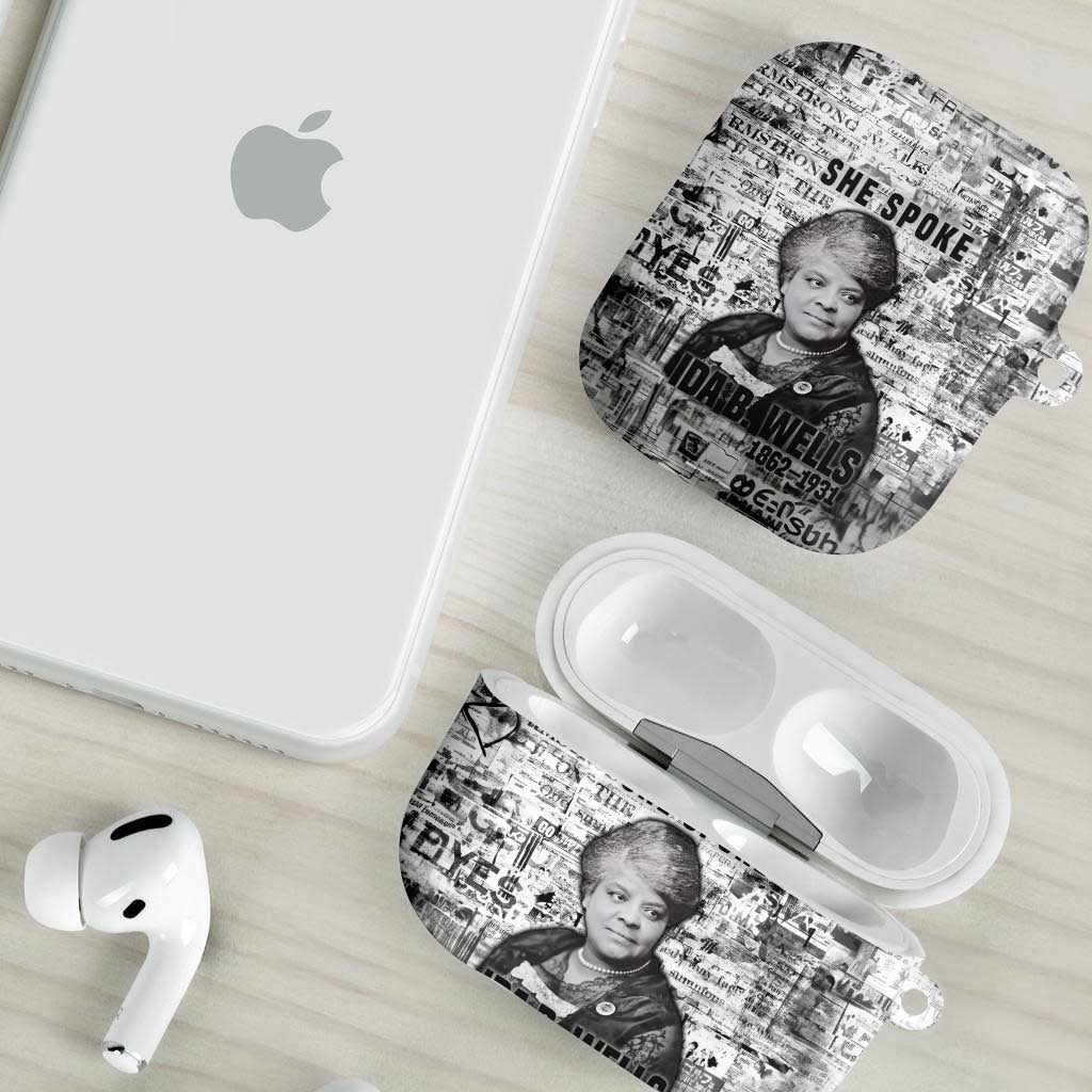Ida B. Wells AirPods Case with Newspaper Collage Design Powerful Portrait Civil Rights and Free Press Tribute - Wonder Print Shop