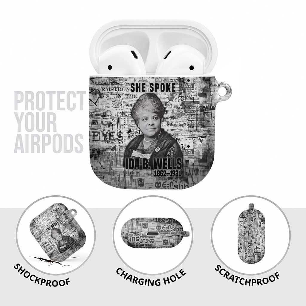 Ida B. Wells AirPods Case with Newspaper Collage Design Powerful Portrait Civil Rights and Free Press Tribute - Wonder Print Shop