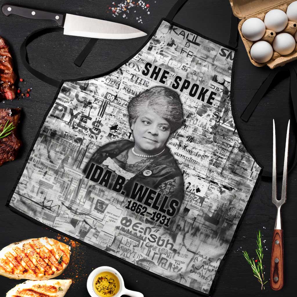 Ida B. Wells Apron with Newspaper Collage Design Powerful Portrait Civil Rights and Free Press Tribute - Wonder Print Shop