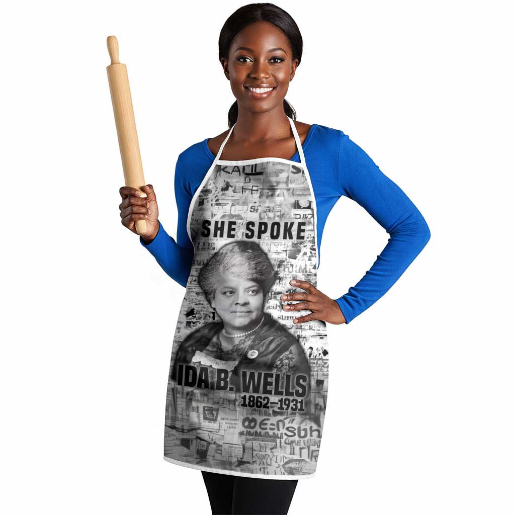 Ida B. Wells Apron with Newspaper Collage Design Powerful Portrait Civil Rights and Free Press Tribute - Wonder Print Shop