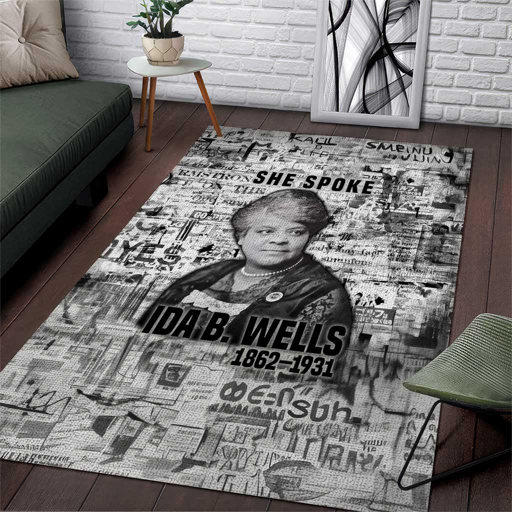 Ida B. Wells Area Rug with Newspaper Collage Design Powerful Portrait Civil Rights and Free Press Tribute - Wonder Print Shop