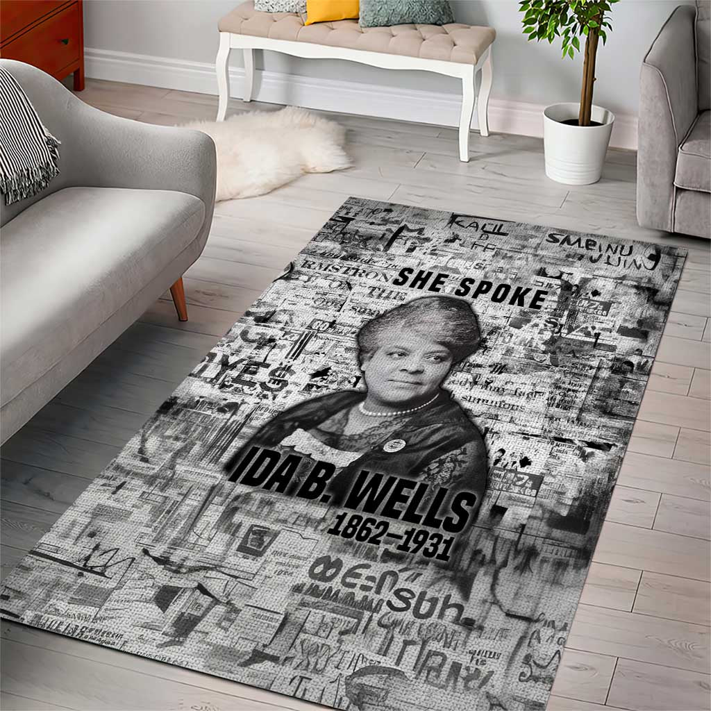 Ida B. Wells Area Rug with Newspaper Collage Design Powerful Portrait Civil Rights and Free Press Tribute - Wonder Print Shop