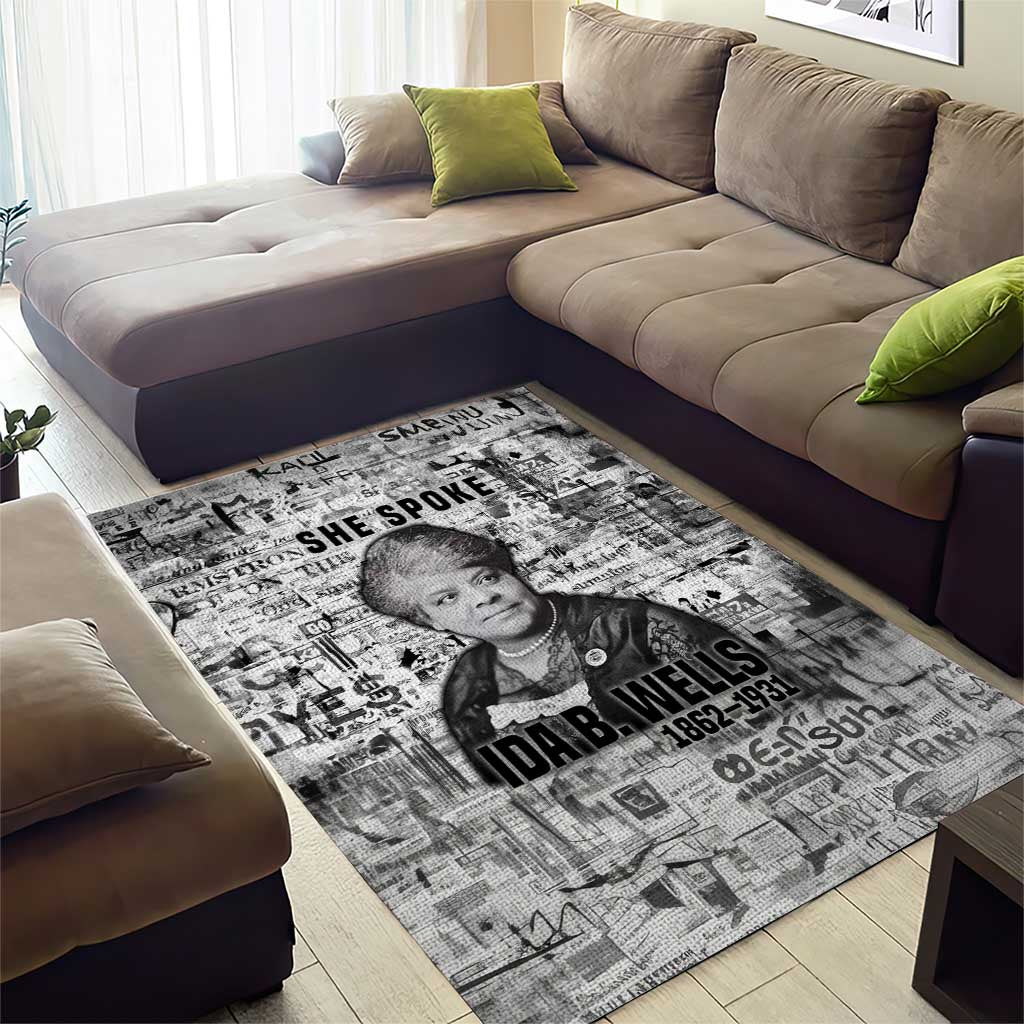 Ida B. Wells Area Rug with Newspaper Collage Design Powerful Portrait Civil Rights and Free Press Tribute - Wonder Print Shop