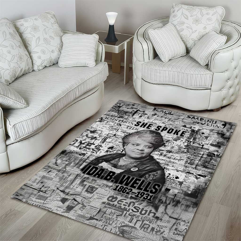 Ida B. Wells Area Rug with Newspaper Collage Design Powerful Portrait Civil Rights and Free Press Tribute - Wonder Print Shop