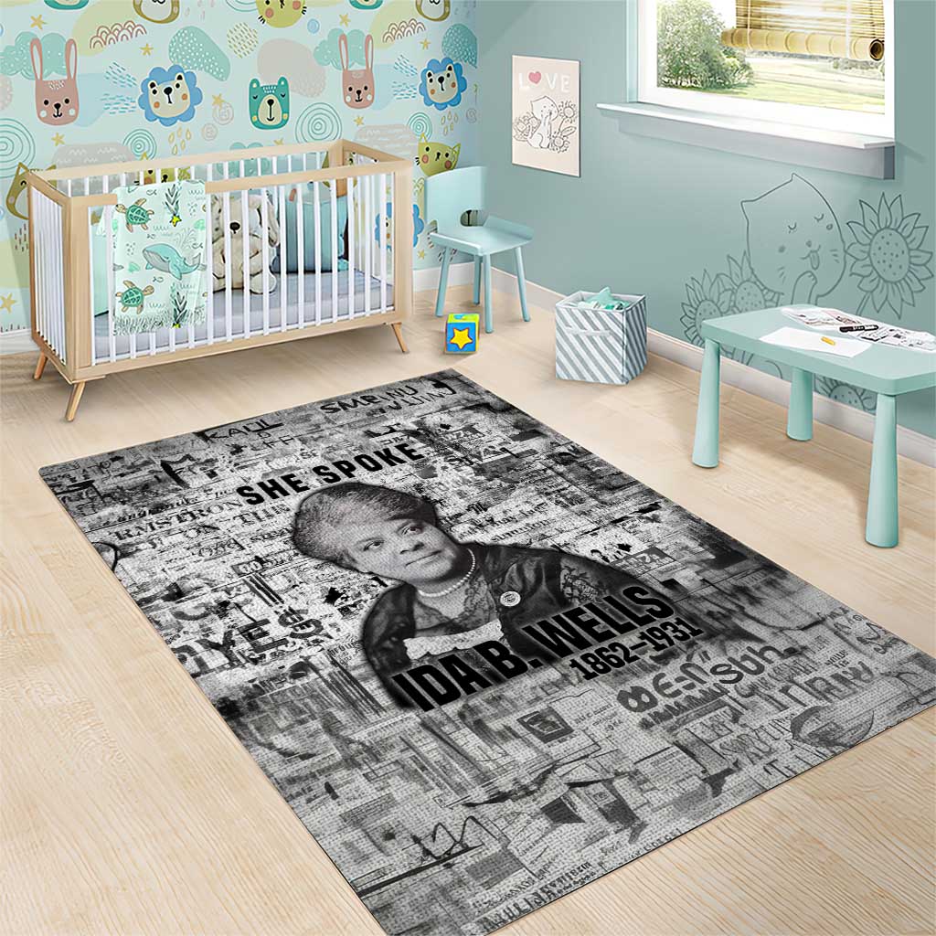 Ida B. Wells Area Rug with Newspaper Collage Design Powerful Portrait Civil Rights and Free Press Tribute - Wonder Print Shop