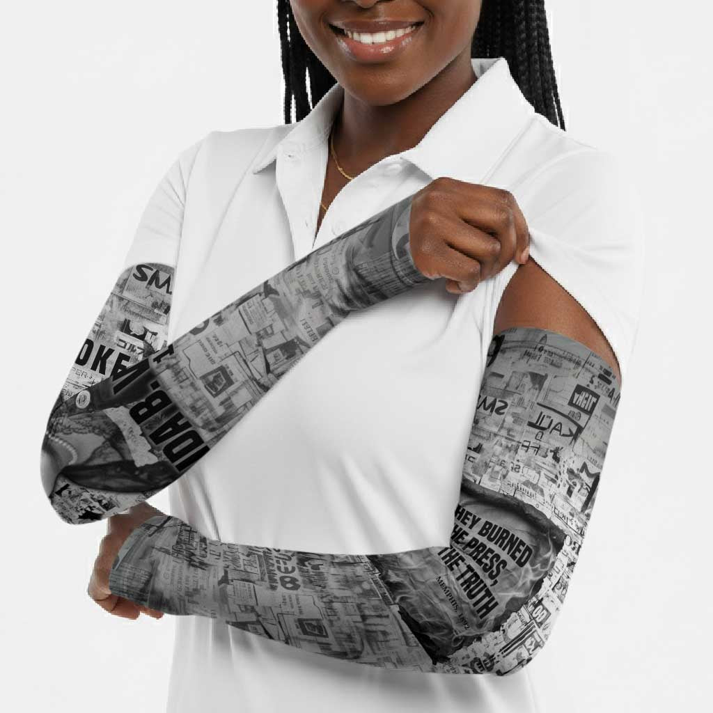 Ida B. Wells Arm Sleeves with Newspaper Collage Design Powerful Portrait Civil Rights and Free Press Tribute - Wonder Print Shop