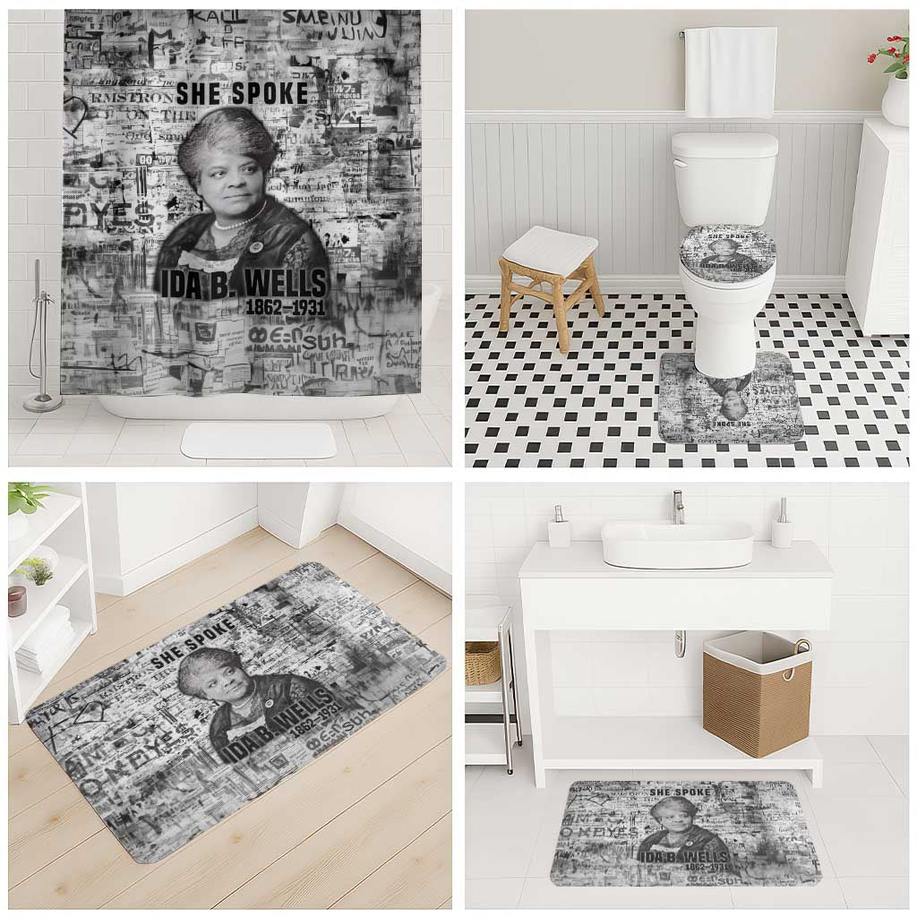 Ida B. Wells Bathroom Set with Newspaper Collage Design Powerful Portrait Civil Rights and Free Press Tribute - Wonder Print Shop