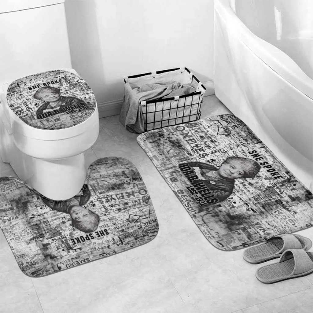 Ida B. Wells Bathroom Set with Newspaper Collage Design Powerful Portrait Civil Rights and Free Press Tribute - Wonder Print Shop