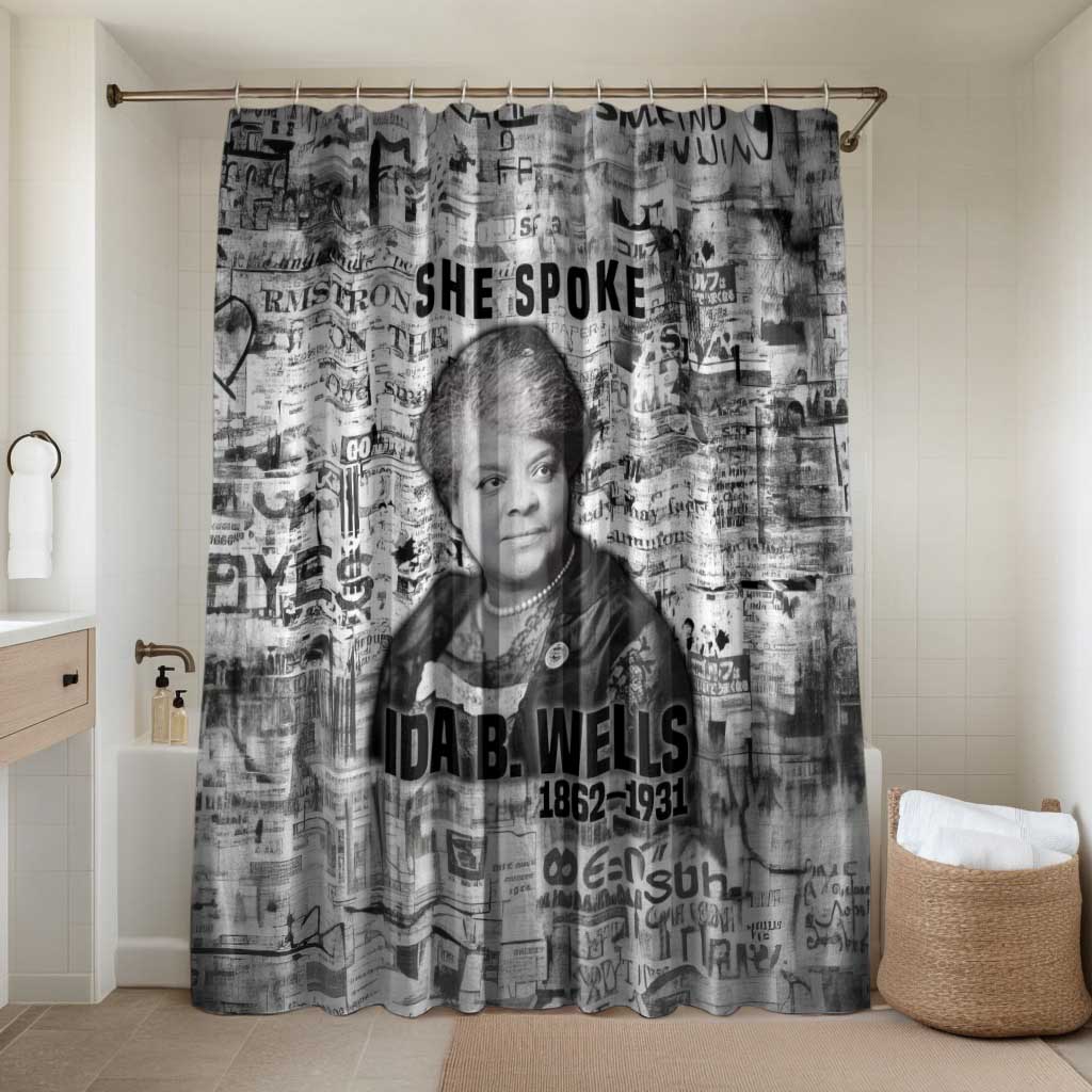 Ida B. Wells Bathroom Set with Newspaper Collage Design Powerful Portrait Civil Rights and Free Press Tribute - Wonder Print Shop