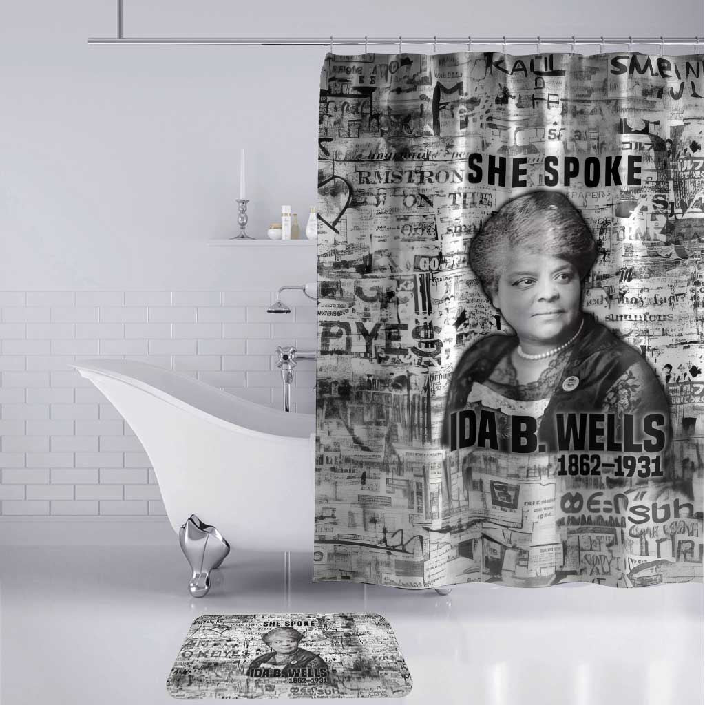 Ida B. Wells Bathroom Set with Newspaper Collage Design Powerful Portrait Civil Rights and Free Press Tribute - Wonder Print Shop