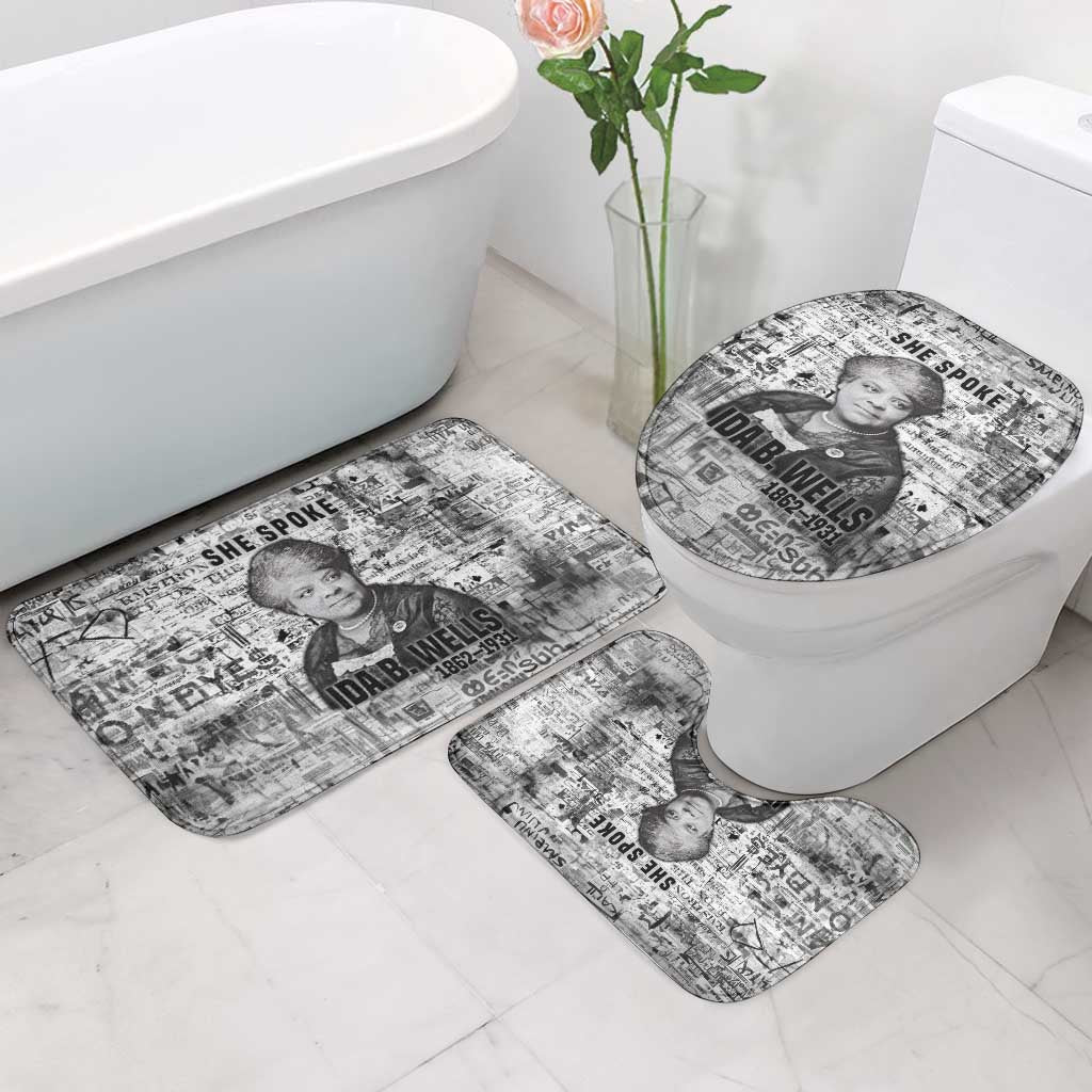 Ida B. Wells Bathroom Set with Newspaper Collage Design Powerful Portrait Civil Rights and Free Press Tribute - Wonder Print Shop