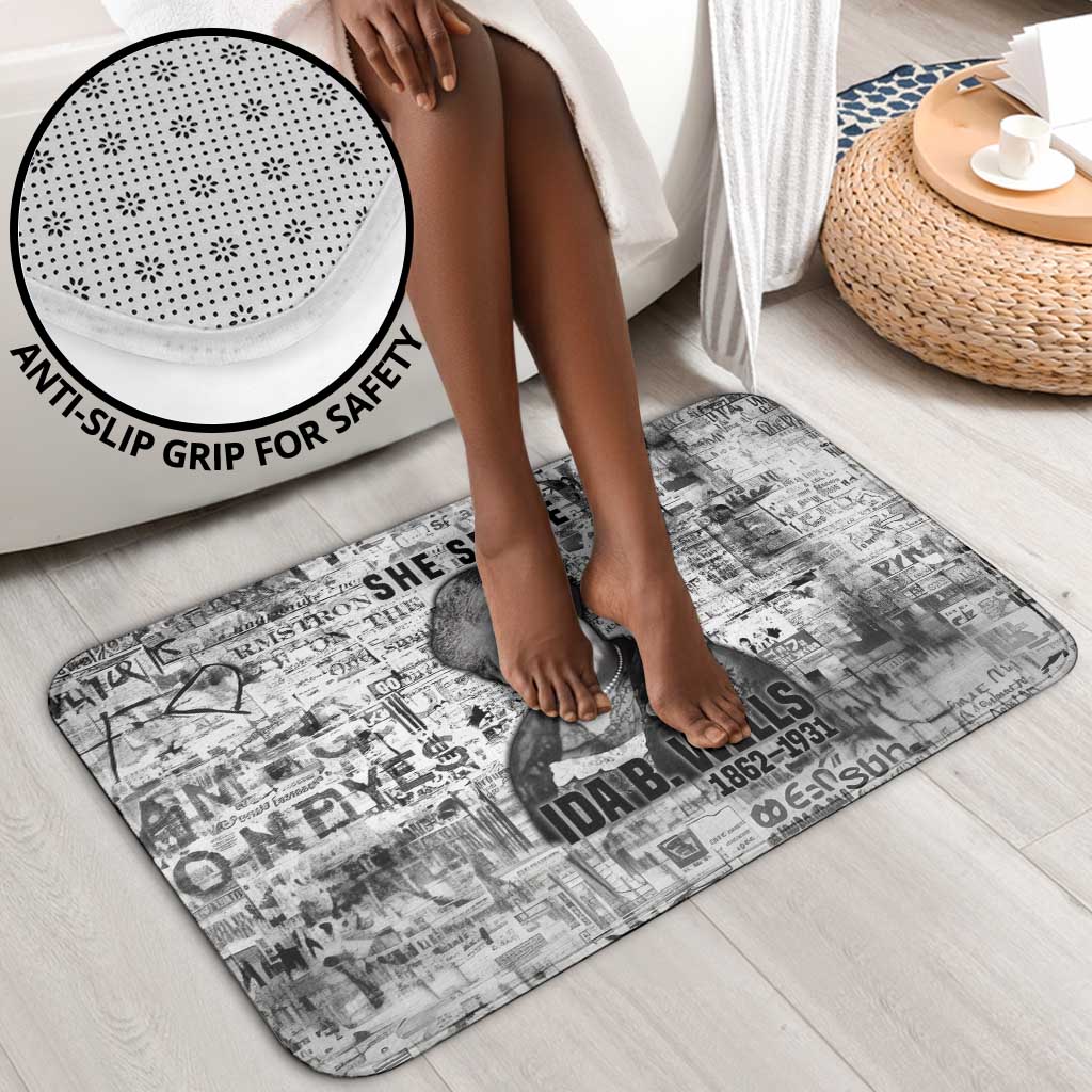 Ida B. Wells Bathroom Set with Newspaper Collage Design Powerful Portrait Civil Rights and Free Press Tribute - Wonder Print Shop