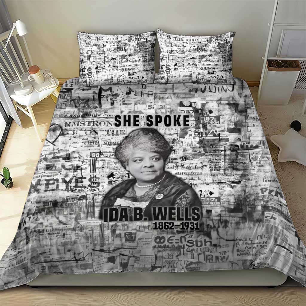 Ida B. Wells Bedding Set with Newspaper Collage Design Powerful Portrait Civil Rights and Free Press Tribute - Wonder Print Shop