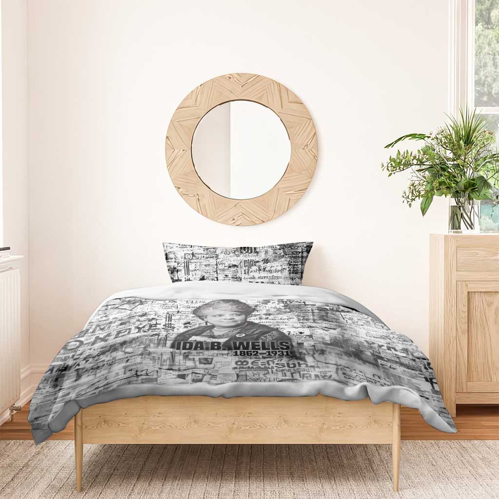 Ida B. Wells Bedding Set with Newspaper Collage Design Powerful Portrait Civil Rights and Free Press Tribute - Wonder Print Shop