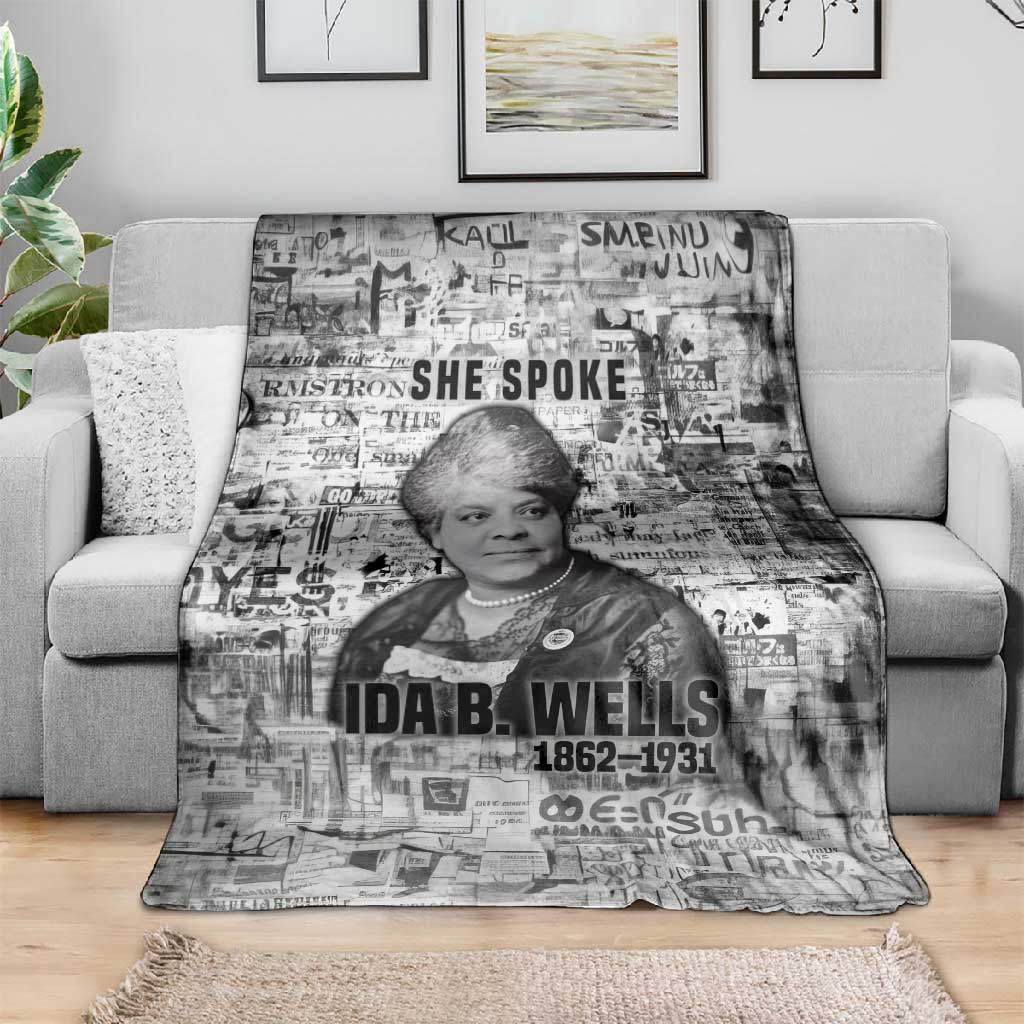Ida B. Wells Blanket with Newspaper Collage Design Powerful Portrait Civil Rights and Free Press Tribute - Wonder Print Shop