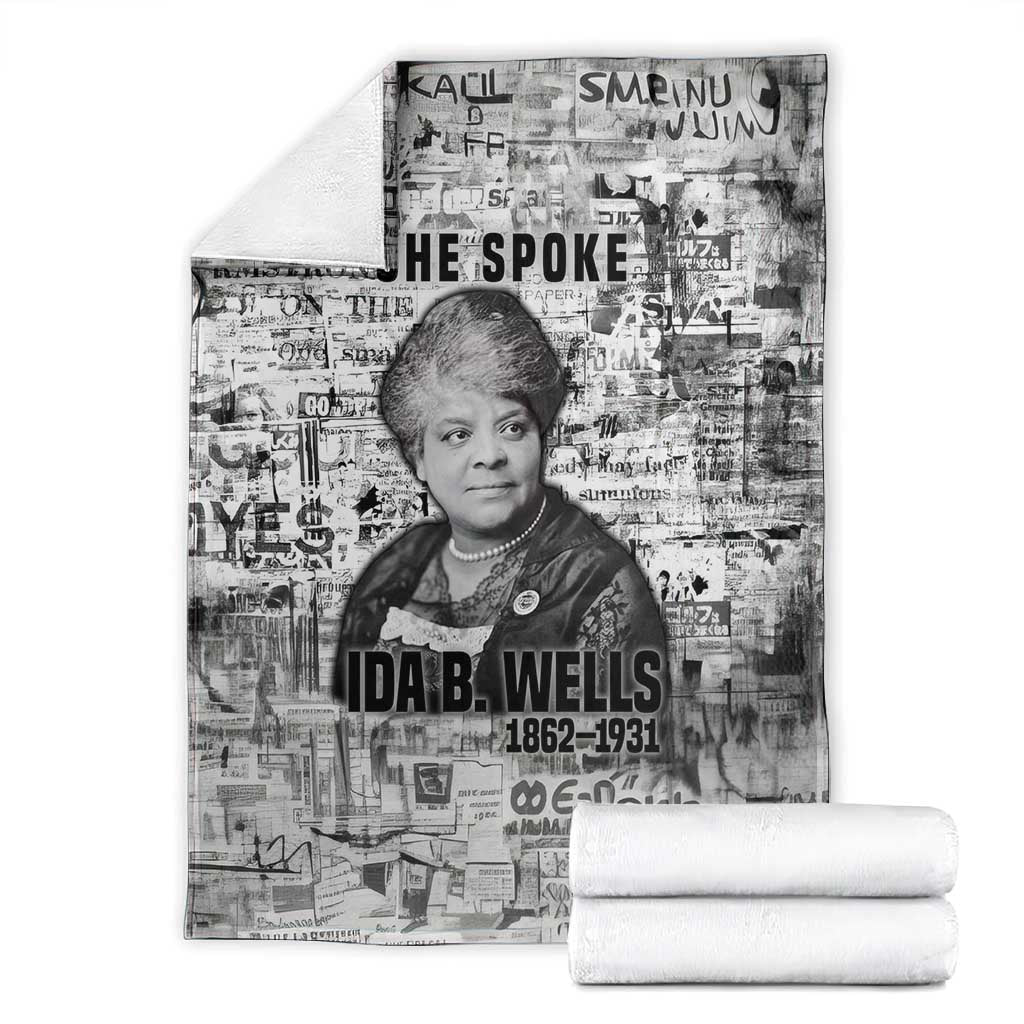 Ida B. Wells Blanket with Newspaper Collage Design Powerful Portrait Civil Rights and Free Press Tribute - Wonder Print Shop