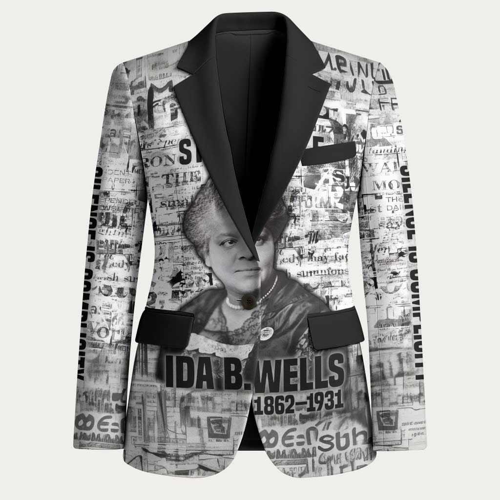Ida B. Wells Blazer with Newspaper Collage Design Powerful Portrait Civil Rights and Free Press Tribute - Wonder Print Shop
