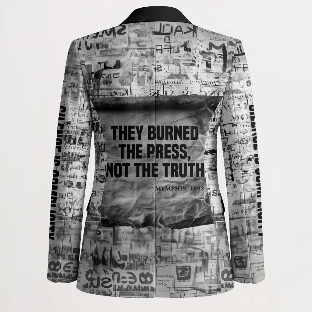 Ida B. Wells Blazer with Newspaper Collage Design Powerful Portrait Civil Rights and Free Press Tribute - Wonder Print Shop